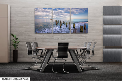 Naples Beach Canvas Art with Historic Pillars - Florida Gulf Scenic Decor