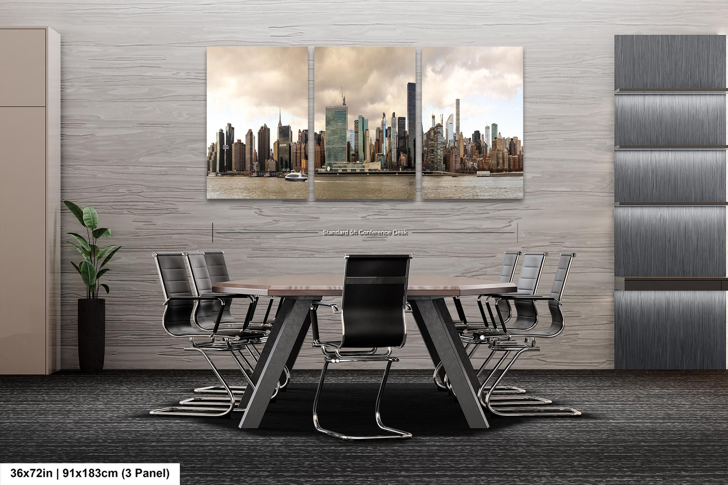 NYC skyline  east side metal print canvas print color photography daylight boat river  poster