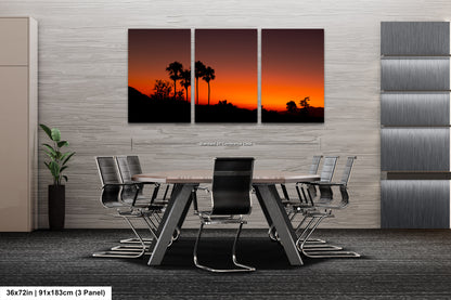Santa Barbara Red Sunset on Canvas, Landscape Image, Canvas Print, Canvas Wall Art, Santa Barbara Night, Palm Trees Silhouette