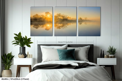 Sunrise Silhouette Lake Reflection Art Print - Serene Nature Wall Decor