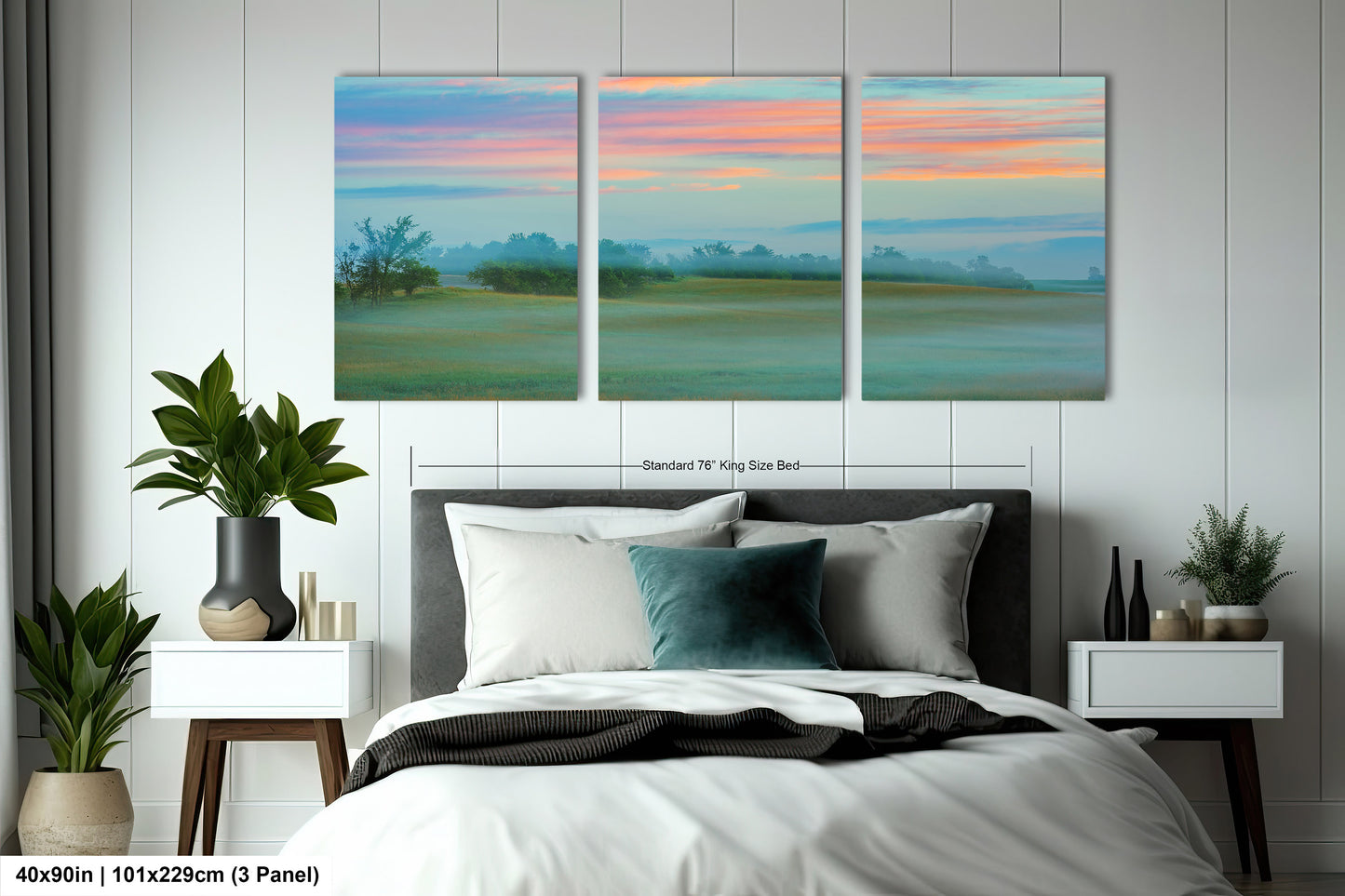 Misty Pastoral Scene, Pastel Colors at Sunrise, Misty Pasture