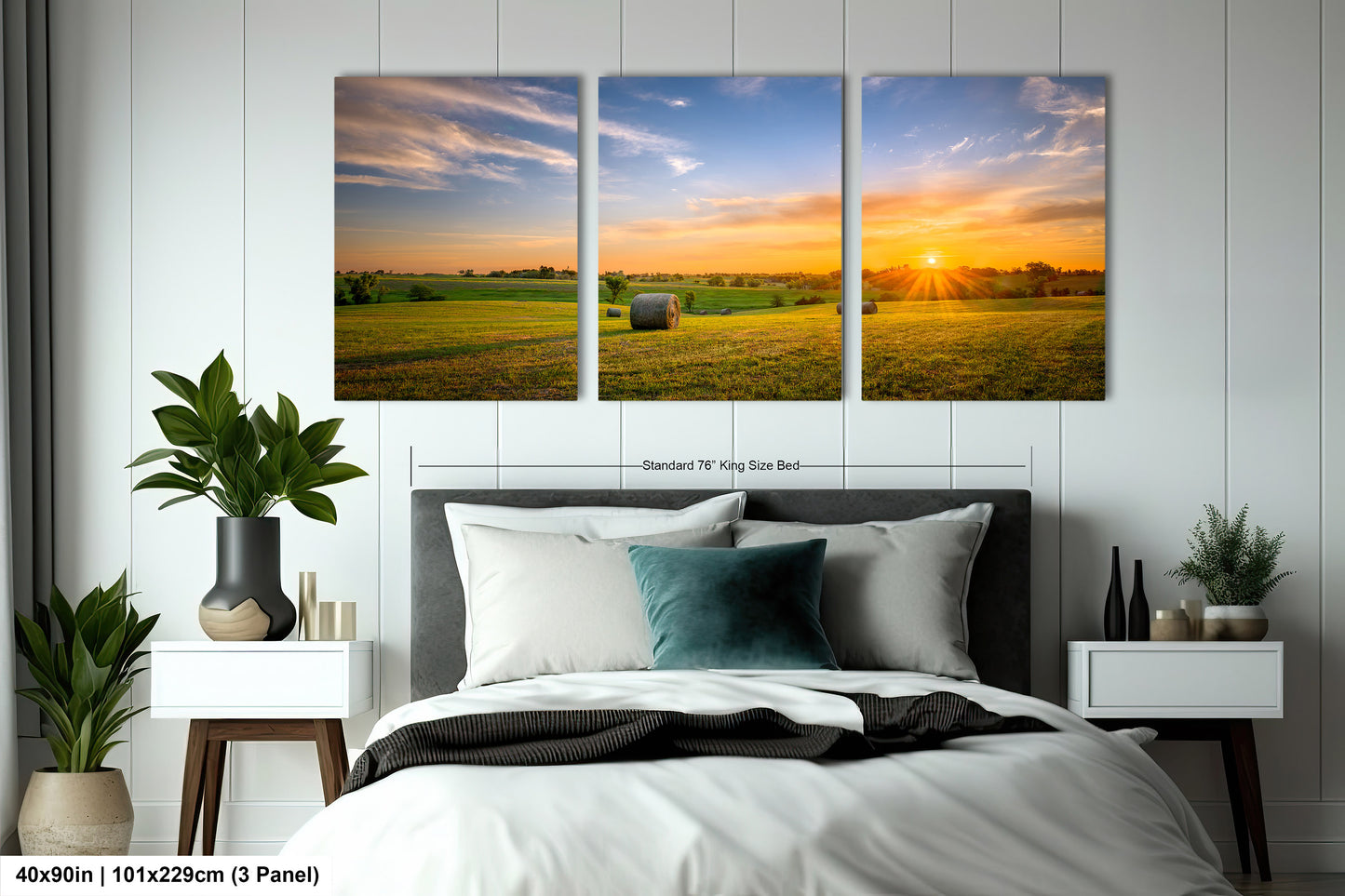 Prairie Sunrise with Hay Bales