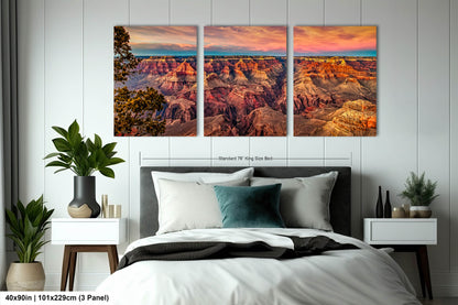 Grand Canyon Sunset Photography, Landscape Canvas Print, Travel Art, Wall decor, South Rim Desert, Arizona Park, Red Rocks