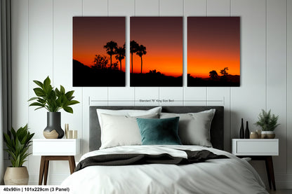 Santa Barbara Red Sunset on Canvas, Landscape Image, Canvas Print, Canvas Wall Art, Santa Barbara Night, Palm Trees Silhouette
