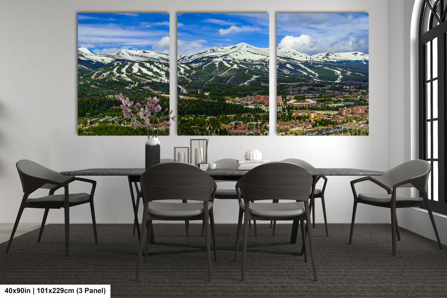 Breckenridge wall art, Breckenridge art, panoramic large picture of Breckenridge ski runs, Colorado wall art, Colorado ski town