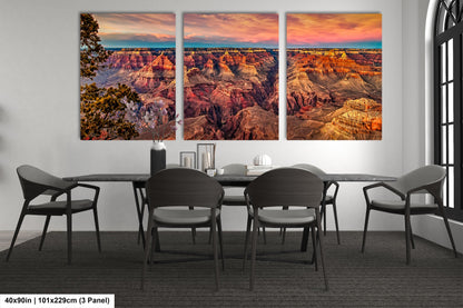 Grand Canyon Sunset Photography, Landscape Canvas Print, Travel Art, Wall decor, South Rim Desert, Arizona Park, Red Rocks