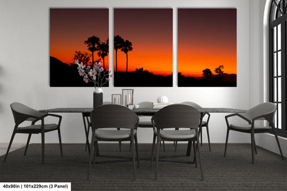 Santa Barbara Red Sunset on Canvas, Landscape Image, Canvas Print, Canvas Wall Art, Santa Barbara Night, Palm Trees Silhouette