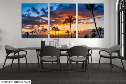 Maui Sunset Photo, Real Photo, Maui Print, Maui Wall Art, Maui Palms, Maui Photo, Maui Canvas Print, Maui Wall Decor, Hawaii Metal Print