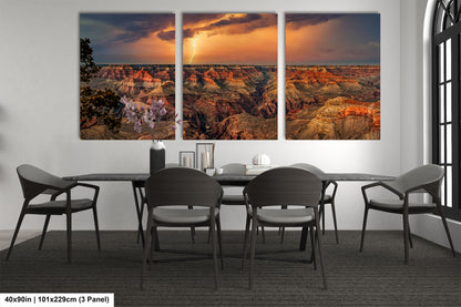 Grand Canyon Lightning, Arizona Art, Red Rock Artwork, Gift, Vibrant Sunset Landscape, Nature Photography Print, Canvas, Metal, Acrylic