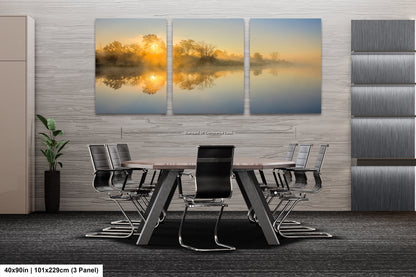 Sunrise Silhouette Lake Reflection Art Print - Serene Nature Wall Decor