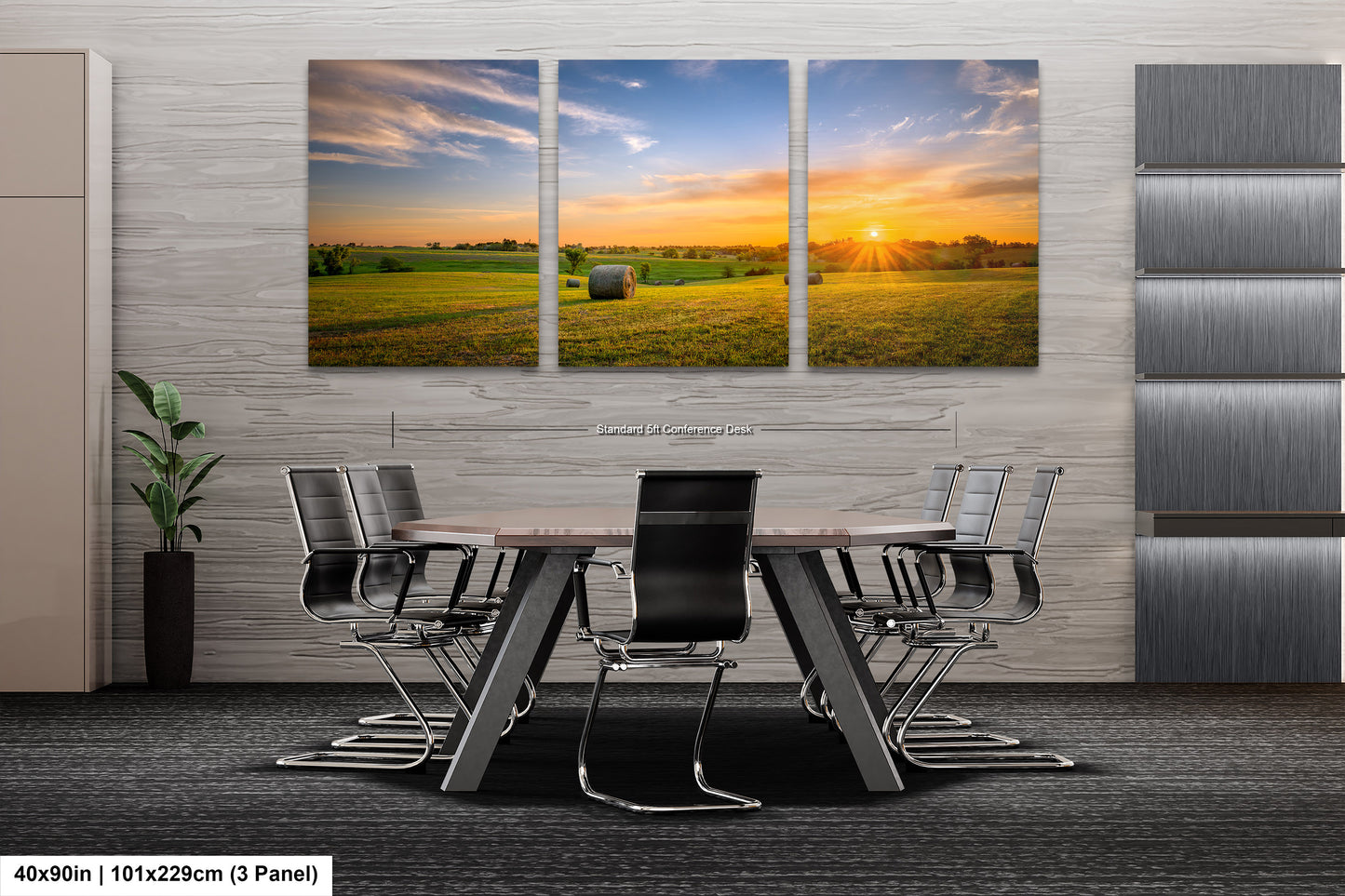 Prairie Sunrise with Hay Bales