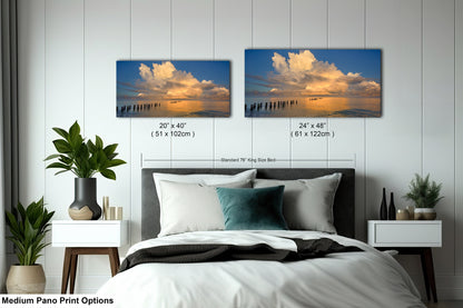 Naples Sunrise Art Print - Tranquil Gulf Clouds and Old Pier Pillars Florida Coastal Scene