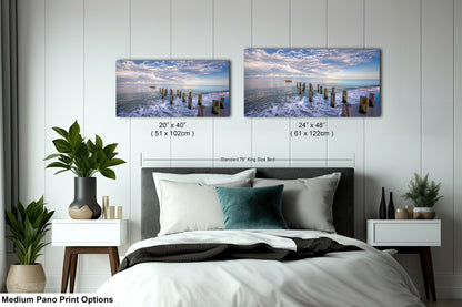 Naples Beach Canvas Art with Historic Pillars - Florida Gulf Scenic Decor