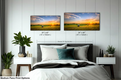 Prairie Sunrise with Hay Bales