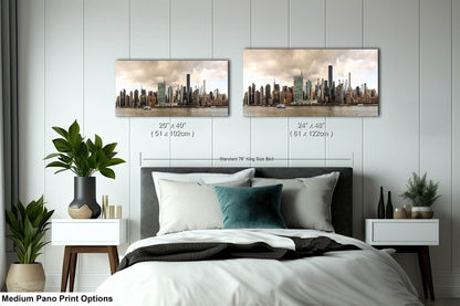 NYC skyline  east side metal print canvas print color photography daylight boat river  poster