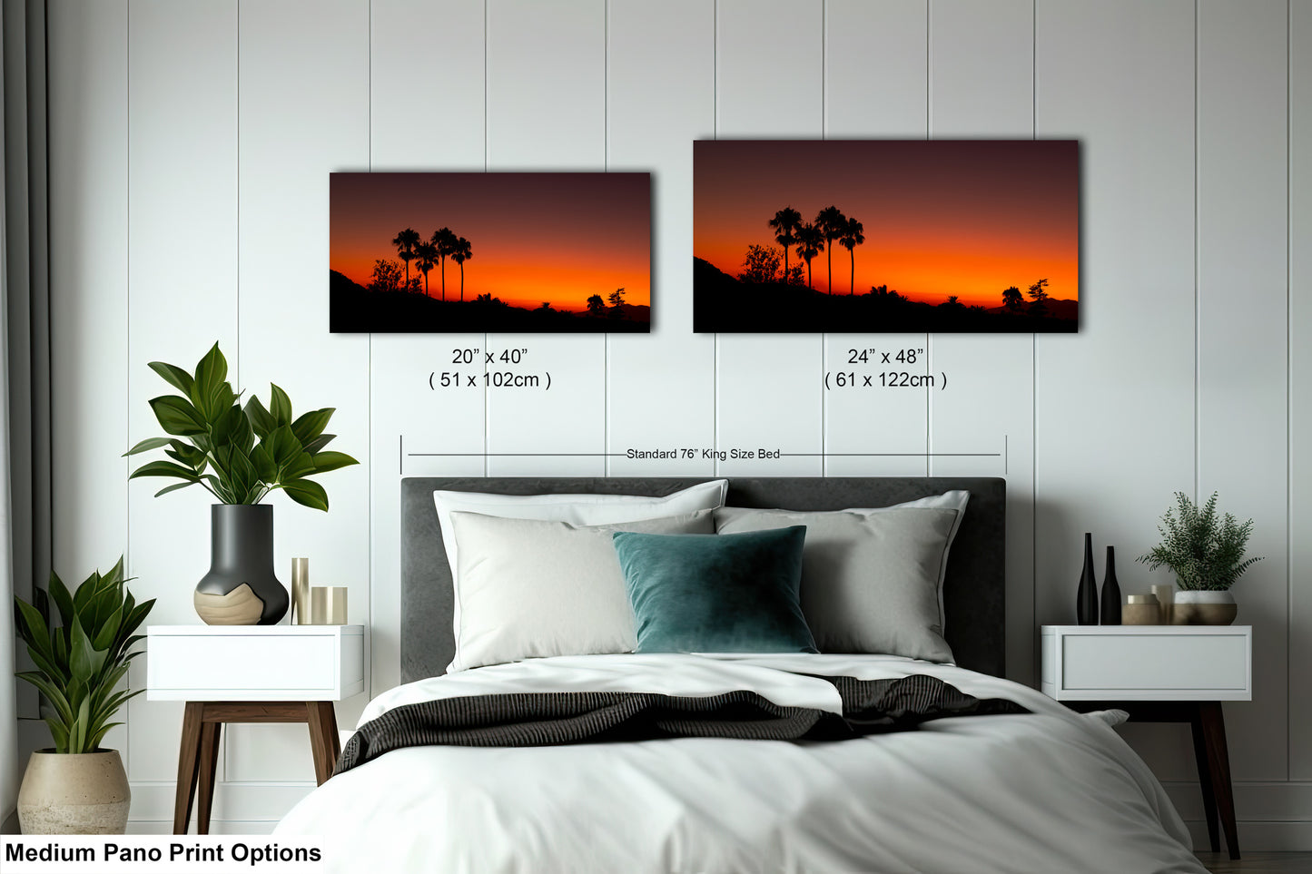 Santa Barbara Red Sunset on Canvas, Landscape Image, Canvas Print, Canvas Wall Art, Santa Barbara Night, Palm Trees Silhouette