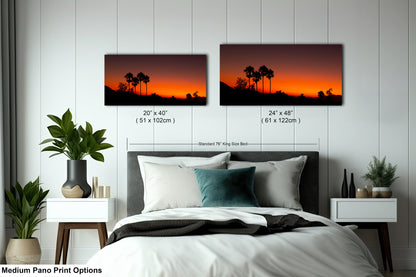 Santa Barbara Red Sunset on Canvas, Landscape Image, Canvas Print, Canvas Wall Art, Santa Barbara Night, Palm Trees Silhouette