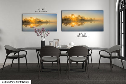 Sunrise Silhouette Lake Reflection Art Print - Serene Nature Wall Decor