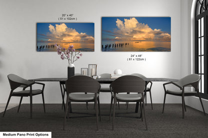 Naples Sunrise Art Print - Tranquil Gulf Clouds and Old Pier Pillars Florida Coastal Scene