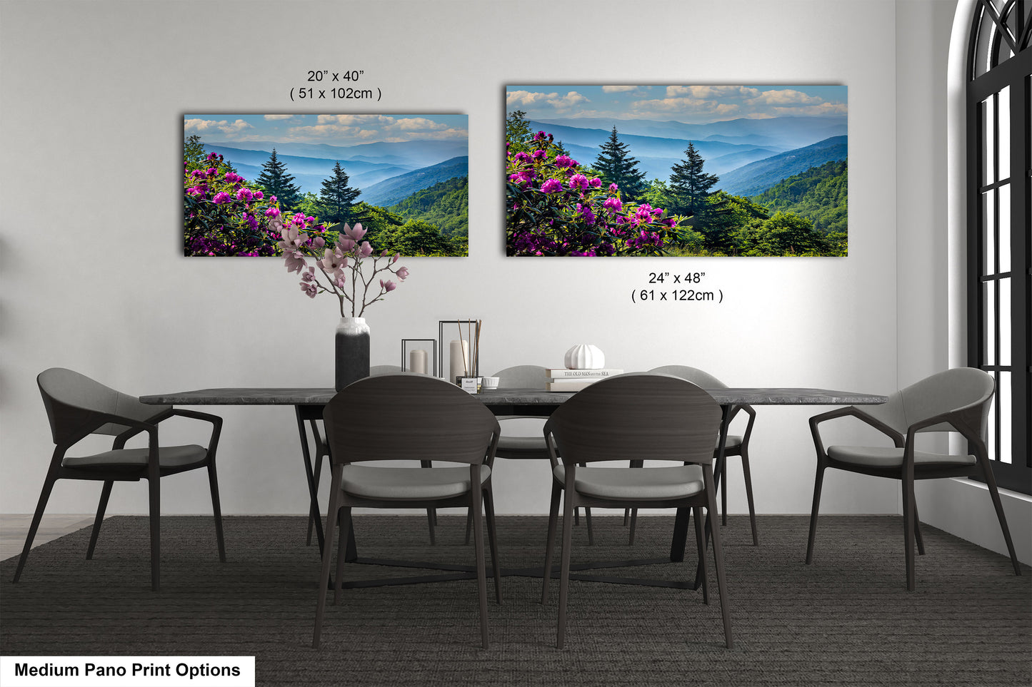 Blue Ridge Mountains and Rhododendrons, Blue Ridge Parkway, North Carolina, Photography wall art