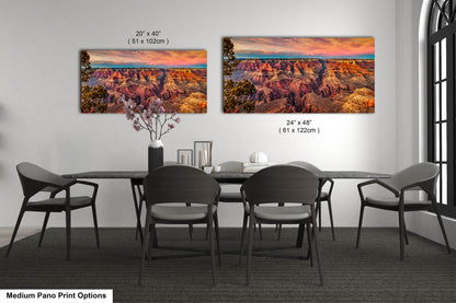 Grand Canyon Sunset Photography, Landscape Canvas Print, Travel Art, Wall decor, South Rim Desert, Arizona Park, Red Rocks