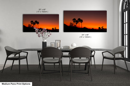 Santa Barbara Red Sunset on Canvas, Landscape Image, Canvas Print, Canvas Wall Art, Santa Barbara Night, Palm Trees Silhouette