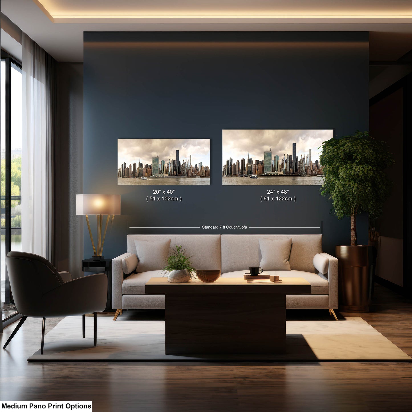 NYC skyline  east side metal print canvas print color photography daylight boat river  poster