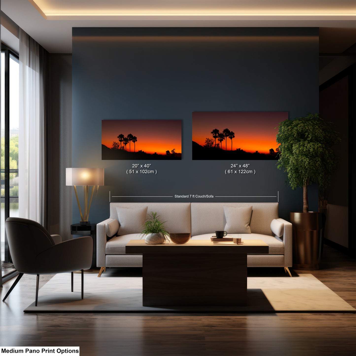 Santa Barbara Red Sunset on Canvas, Landscape Image, Canvas Print, Canvas Wall Art, Santa Barbara Night, Palm Trees Silhouette