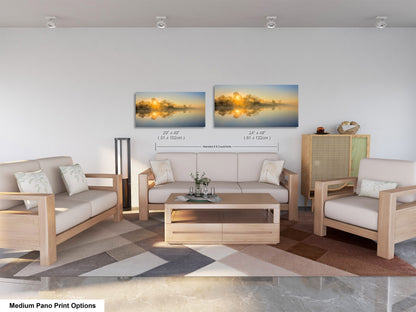 Sunrise Silhouette Lake Reflection Art Print - Serene Nature Wall Decor