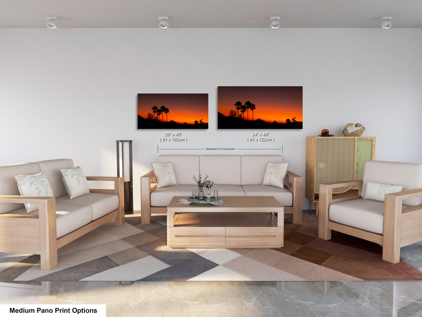 Santa Barbara Red Sunset on Canvas, Landscape Image, Canvas Print, Canvas Wall Art, Santa Barbara Night, Palm Trees Silhouette