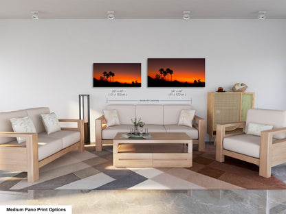 Santa Barbara Red Sunset on Canvas, Landscape Image, Canvas Print, Canvas Wall Art, Santa Barbara Night, Palm Trees Silhouette