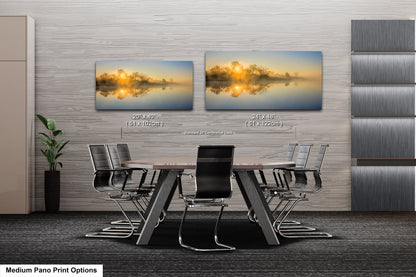 Sunrise Silhouette Lake Reflection Art Print - Serene Nature Wall Decor