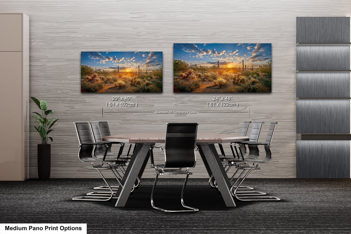 Sonoran Desert Sunrise, Carefree Arizona, backlit saguaro cactus and cholla cactus, Photography wall art