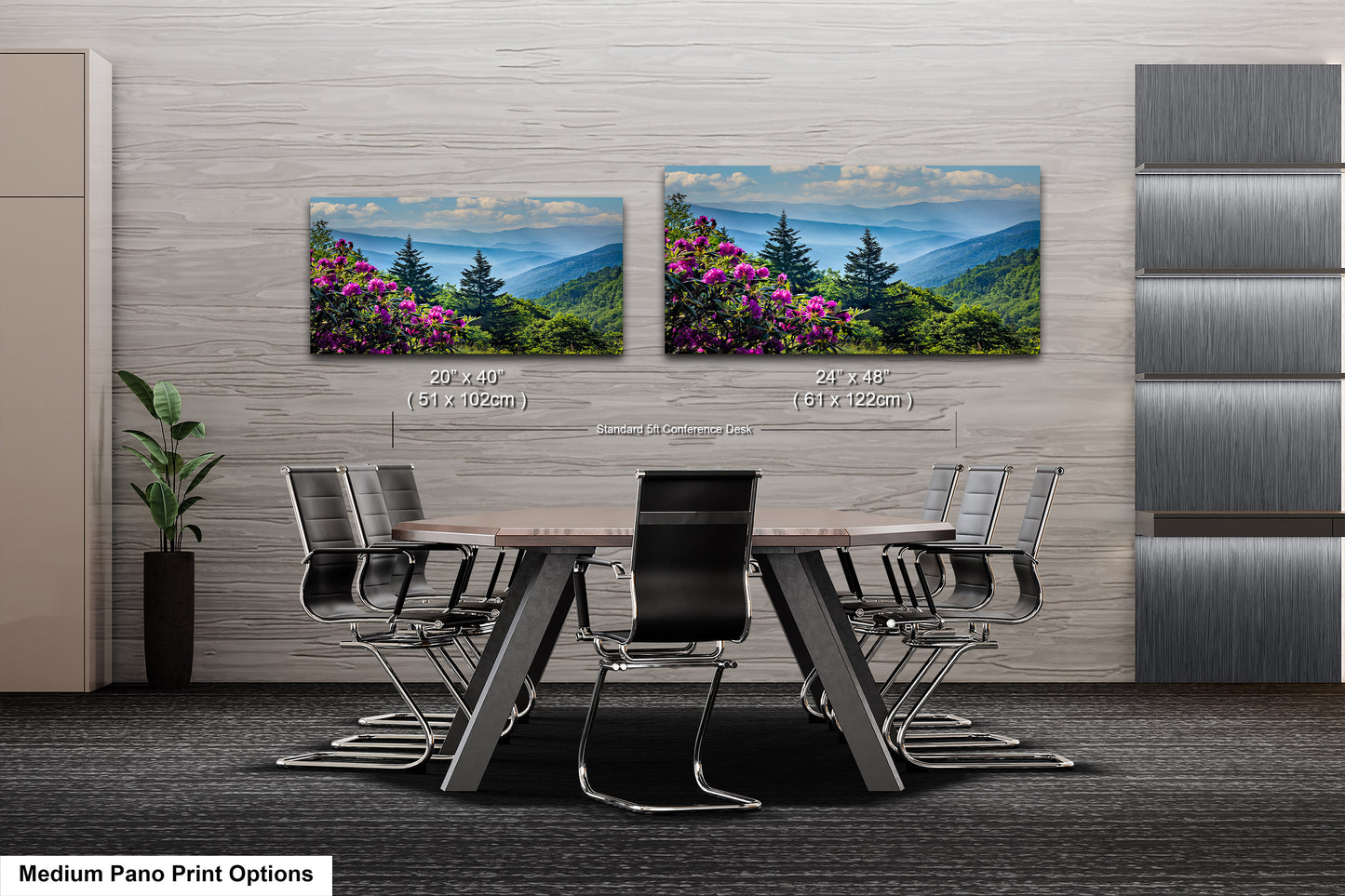 Blue Ridge Mountains and Rhododendrons, Blue Ridge Parkway, North Carolina, Photography wall art