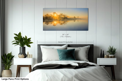 Sunrise Silhouette Lake Reflection Art Print - Serene Nature Wall Decor