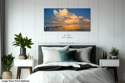 Naples Sunrise Art Print - Tranquil Gulf Clouds and Old Pier Pillars Florida Coastal Scene