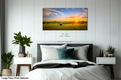 Prairie Sunrise with Hay Bales
