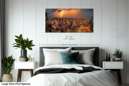 Grand Canyon Lightning, Arizona Art, Red Rock Artwork, Gift, Vibrant Sunset Landscape, Nature Photography Print, Canvas, Metal, Acrylic
