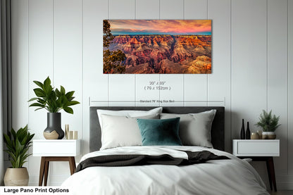 Grand Canyon Sunset Photography, Landscape Canvas Print, Travel Art, Wall decor, South Rim Desert, Arizona Park, Red Rocks