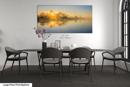 Sunrise Silhouette Lake Reflection Art Print - Serene Nature Wall Decor