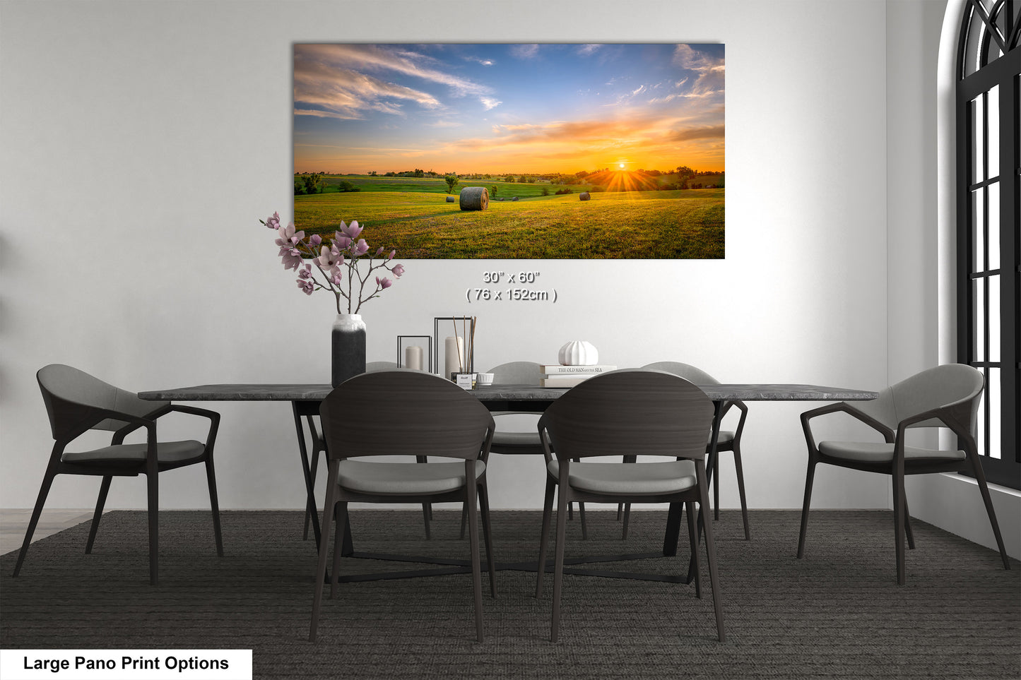 Prairie Sunrise with Hay Bales