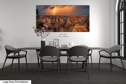 Grand Canyon Lightning, Arizona Art, Red Rock Artwork, Gift, Vibrant Sunset Landscape, Nature Photography Print, Canvas, Metal, Acrylic