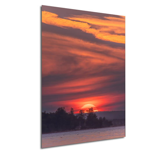 Sunset Sunrise Red Sun Clouds Dramatic Canvas Acrylic Brushed Metal Photo Print Spectacular Wall Art