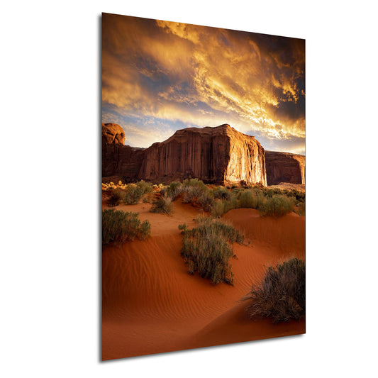 Monument Valley Art - Red Rocks Desert Landscape Sunset Print, Southwest Native Style Wall Decor Gift for Home