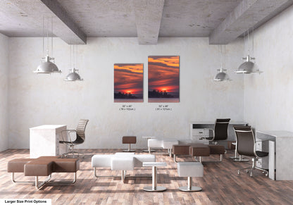 Sunset Sunrise Red Sun Clouds Dramatic Canvas Acrylic Brushed Metal Photo Print Spectacular Wall Art