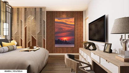Sunset Sunrise Red Sun Clouds Dramatic Canvas Acrylic Brushed Metal Photo Print Spectacular Wall Art