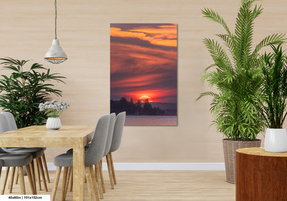 Sunset Sunrise Red Sun Clouds Dramatic Canvas Acrylic Brushed Metal Photo Print Spectacular Wall Art