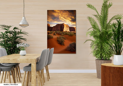 Monument Valley Art - Red Rocks Desert Landscape Sunset Print, Southwest Native Style Wall Decor Gift for Home