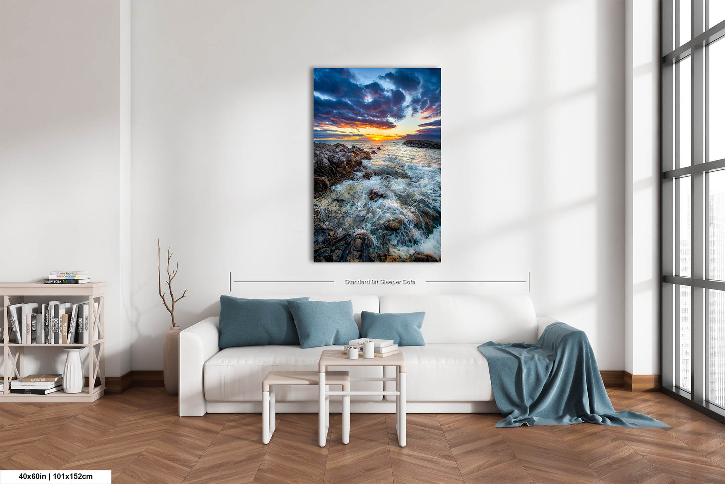 Vibrant Maui Sunset Photography Print – Dramatic Ocean Waves & Rocky Shoreline Wall Art