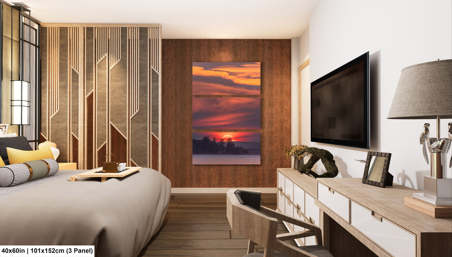 Sunset Sunrise Red Sun Clouds Dramatic Canvas Acrylic Brushed Metal Photo Print Spectacular Wall Art
